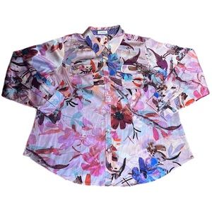 Calvin Klein Sheer Floral Oversized Button Up  One Size Fits Most